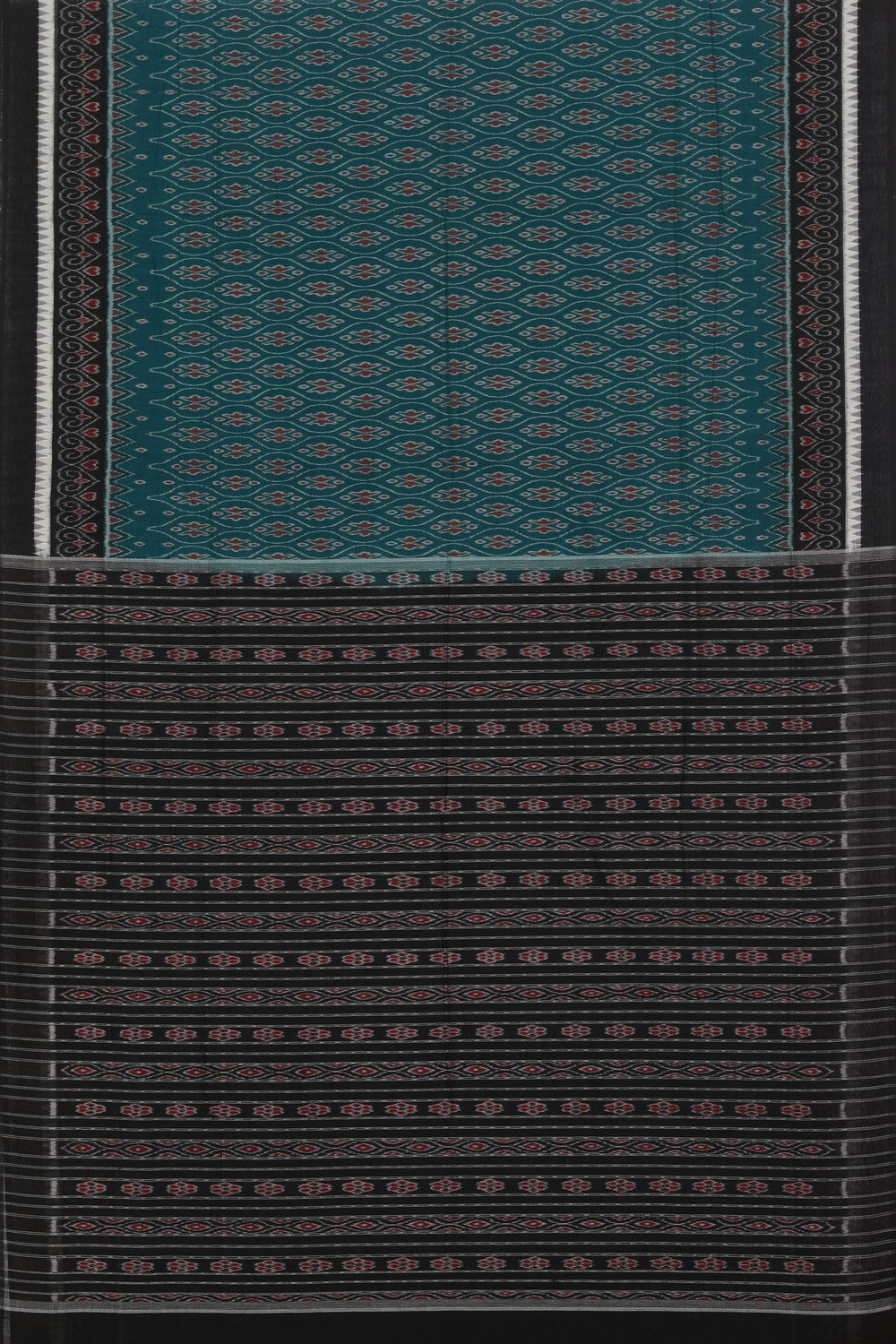 Image of Sambalpuri Cotton Teal Green Saree